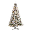 9' Flocked White River Mountain Pine Artificial Christmas Tree with Pinecones and 650 Clear LED Lights