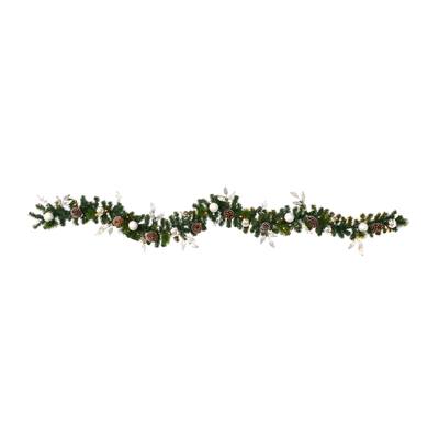 9'Ornament and Pinecone Artificial Christmas Garland with 50 Clear LED Lights