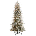 9.5'Flocked Manchester Spruce Artificial Christmas Tree with 650 Lights and 1733 Bendable Branches
