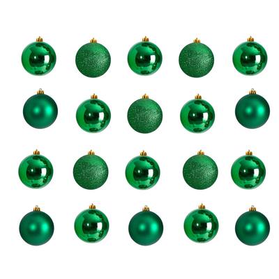 Holiday Christmas 20 Count 3" Shatterproof Ornament Set with Re-Useable Storage Container