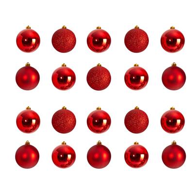 Holiday Christmas 20 Count 3" Shatterproof Ornament Set with Re-Useable Storage Container