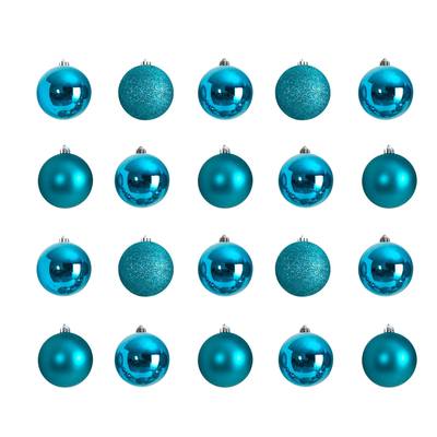 Holiday Christmas 20 Count 3" Shatterproof Ornament Set with Re-Useable Storage Container