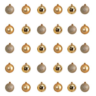 Holiday Christmas 30 Count 2.5" Shatterproof Ornament Set with Re-Useable Storage Container