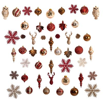 Holiday Deluxe Shatterproof, 52 Count Christmas Tree Ornament Box Set, Re-Useable Container
