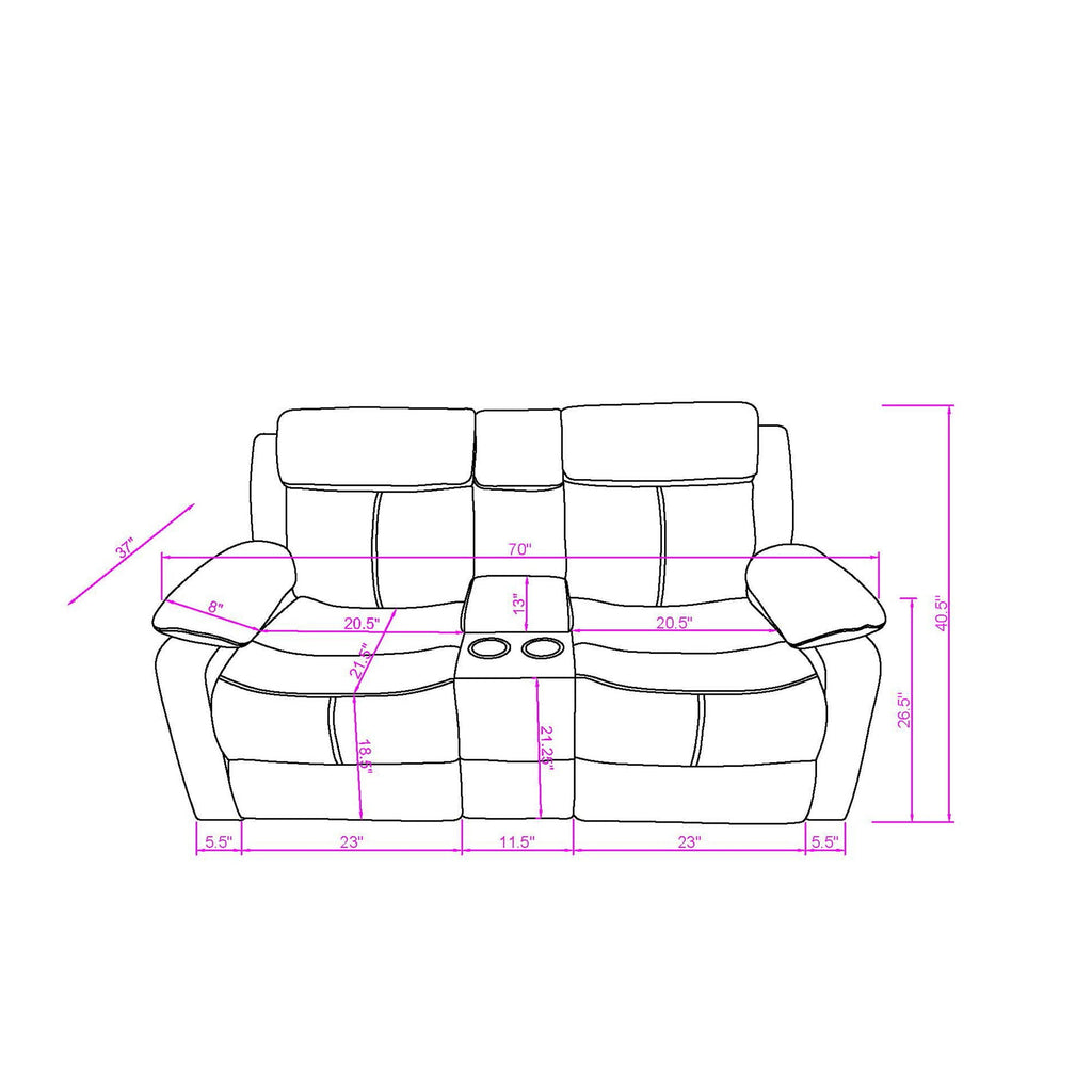Blanche - Reclining Set With LED Lights, Speaker