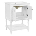 Modern Bathroom Vanity With Sink, Rectangular Cabinet With Open Shelf And Closed Storage