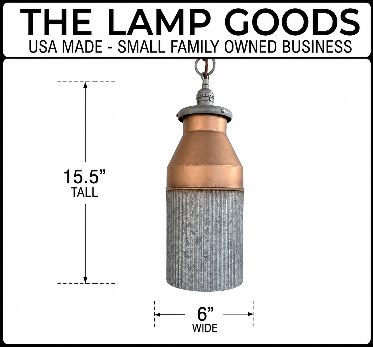 Rustic COPPER Farmhouse MILK CAN Barn Pendant Light Fixture