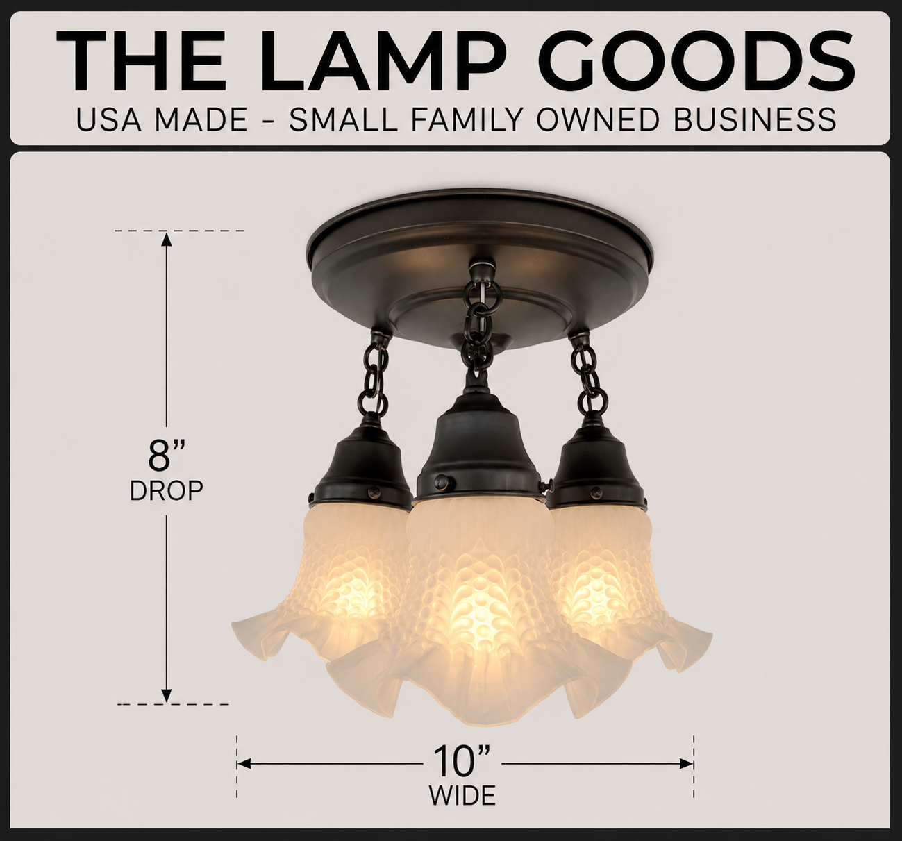 Frosted Antique Hobnail Glass Ceiling LIGHT 1950's