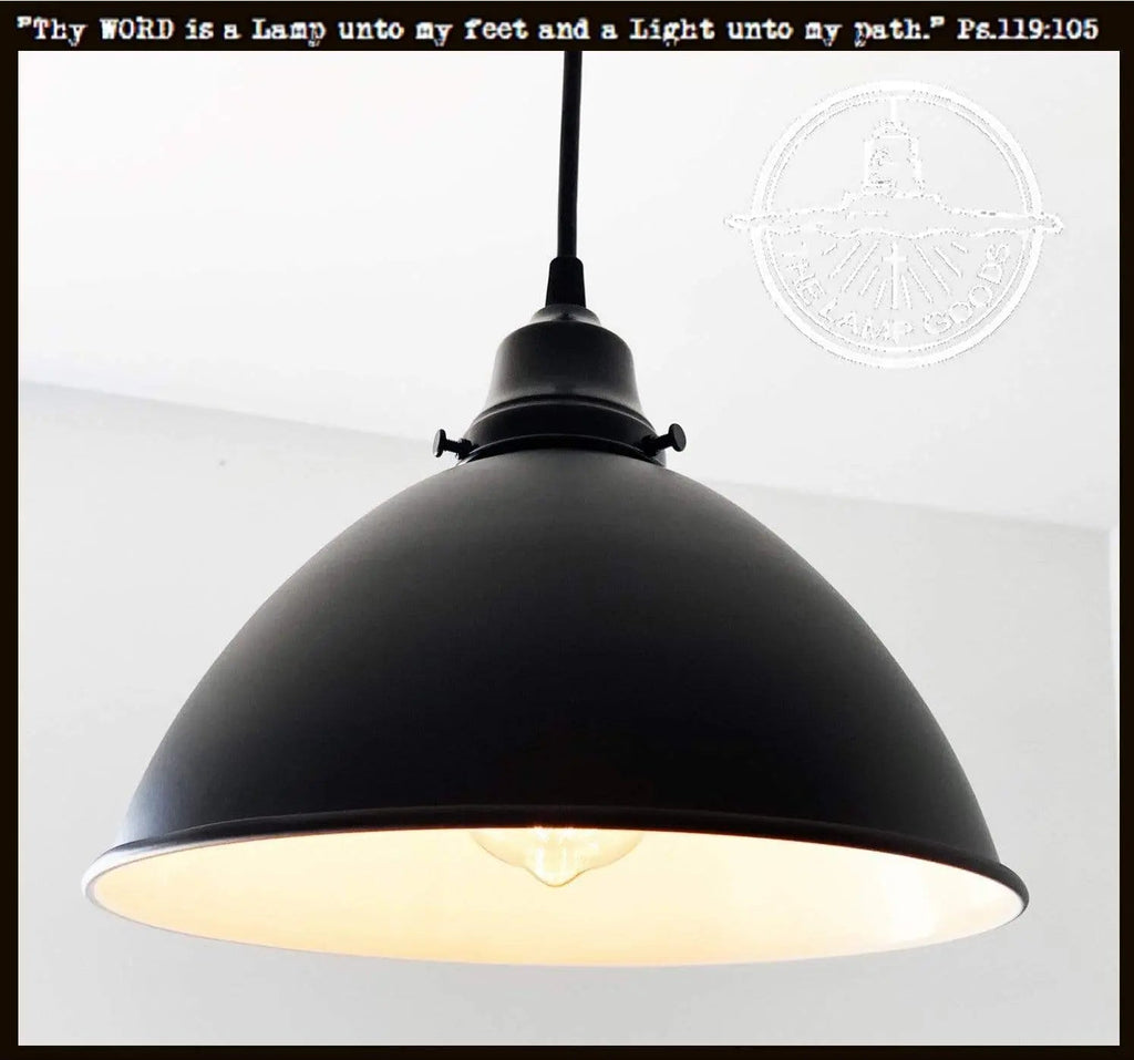 Large Black Enamel Farmhouse Pendant Light