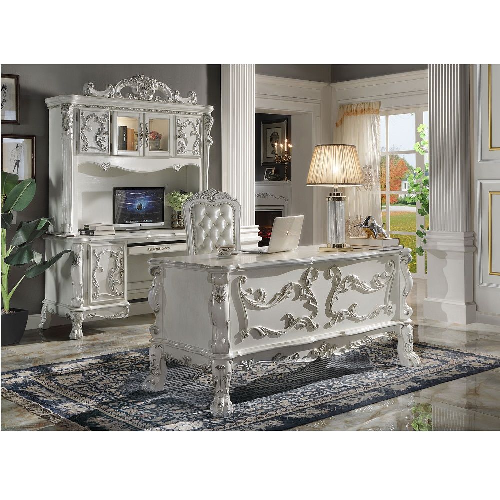 Dresden - Computer Desk & Hutch - Bone White