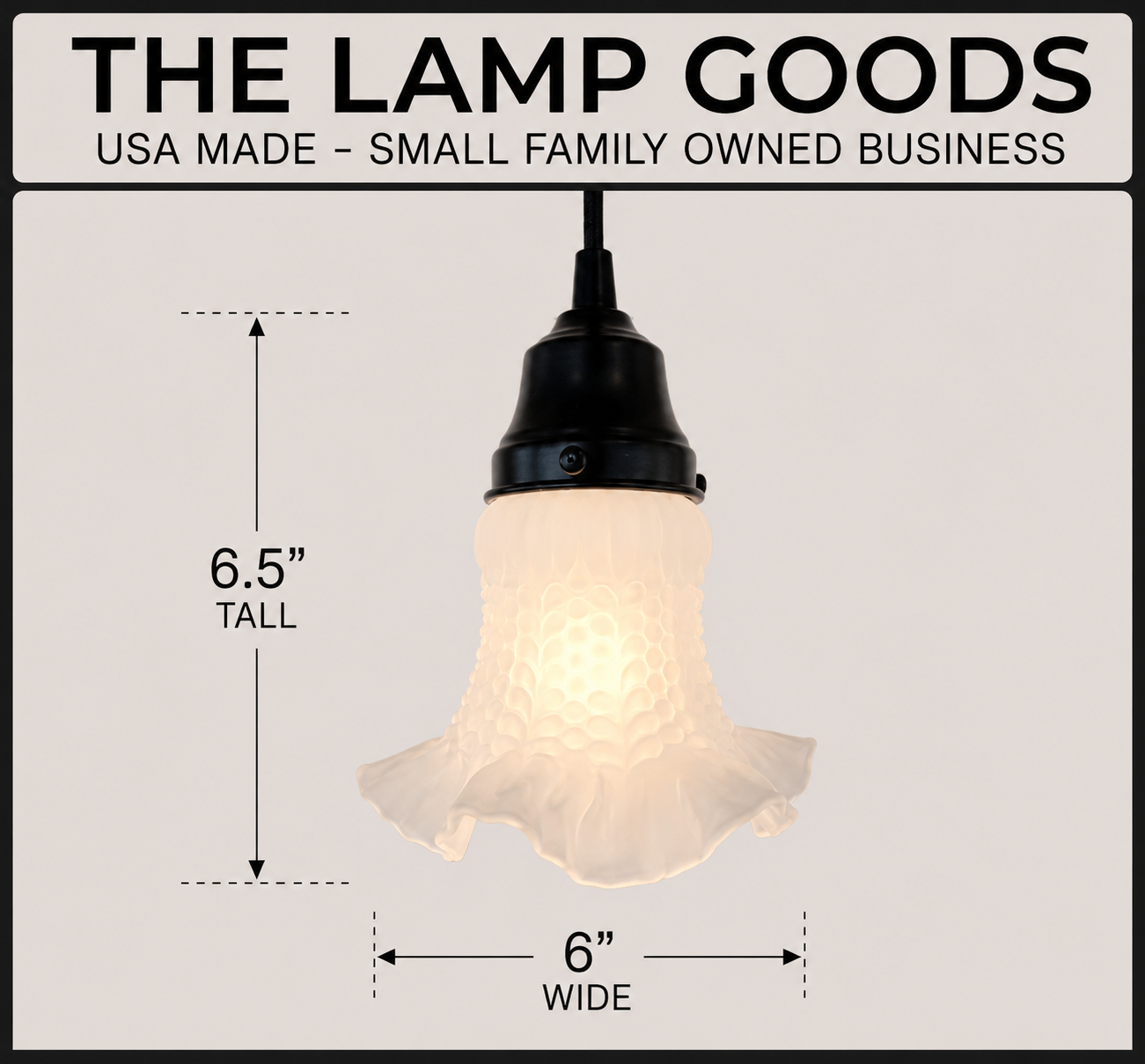 Delicate HOBNAIL RUFFLE 1950's Antique Frosted Glass Pendant