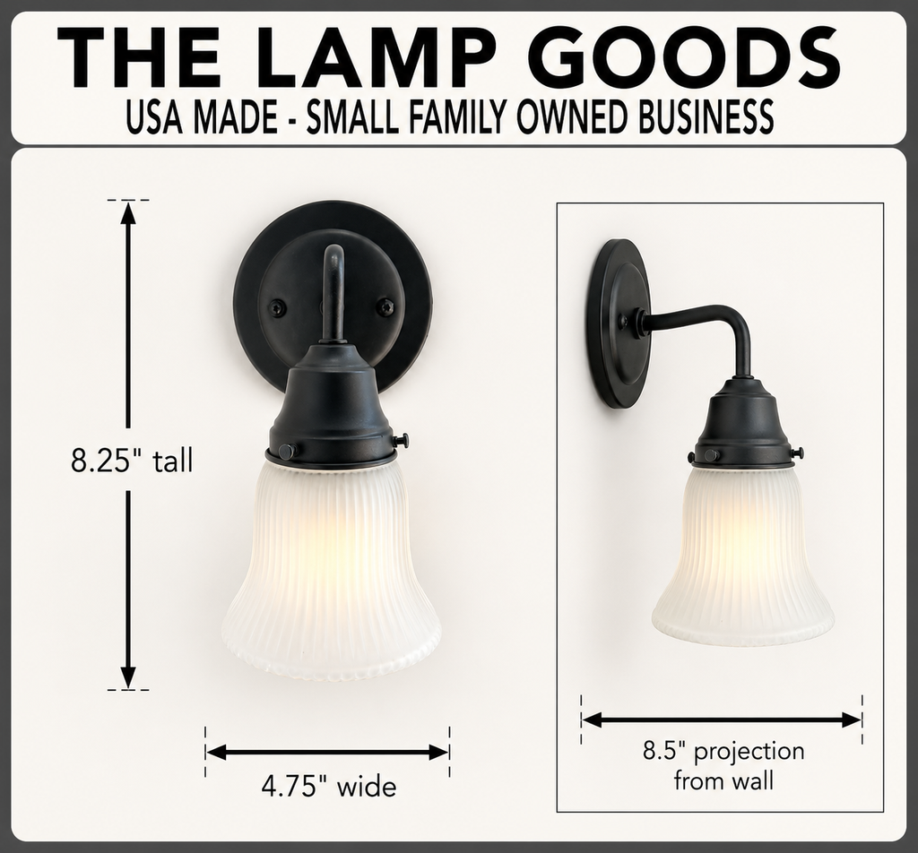 Frosted Bell-Shaped Holophane Glass Wall Sconce or Pendant Light