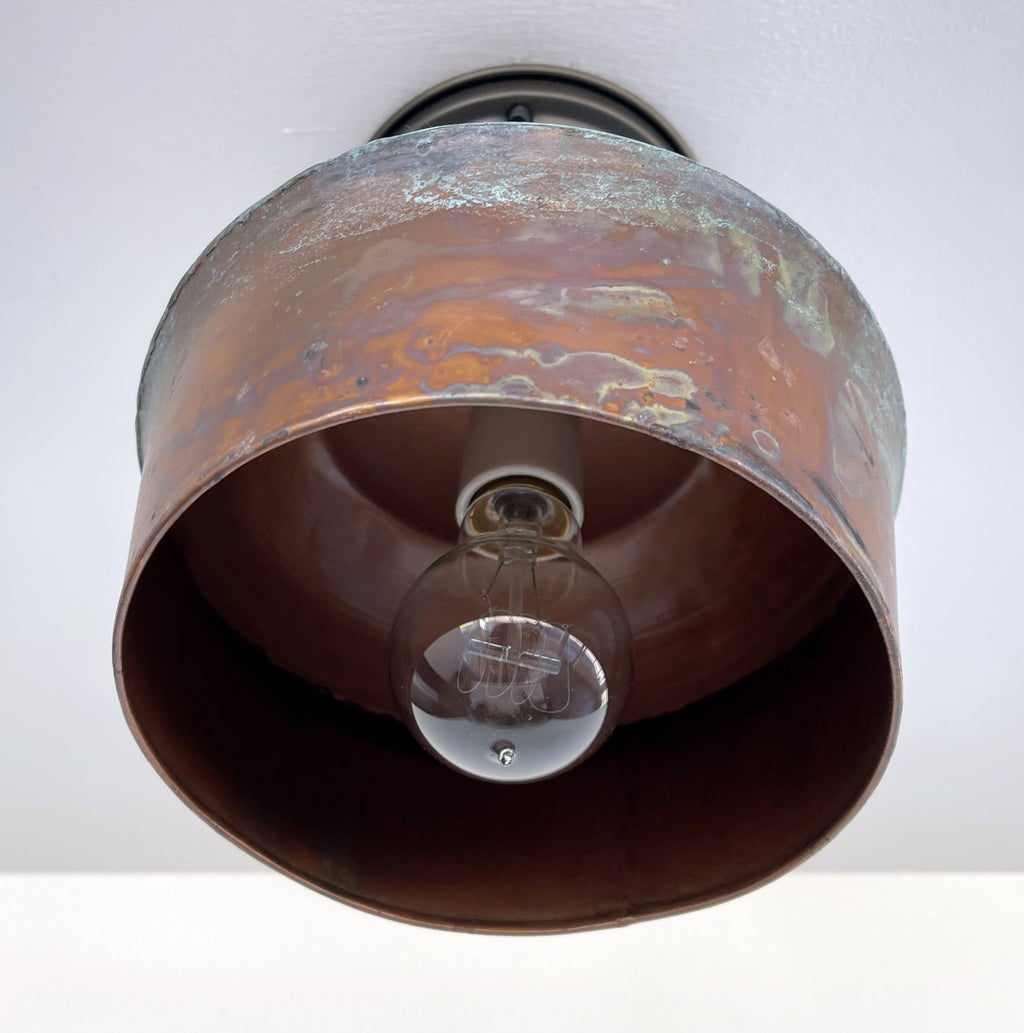 Handcrafted Copper Farmhouse Ceiling Light | 8.5" Flush Mount