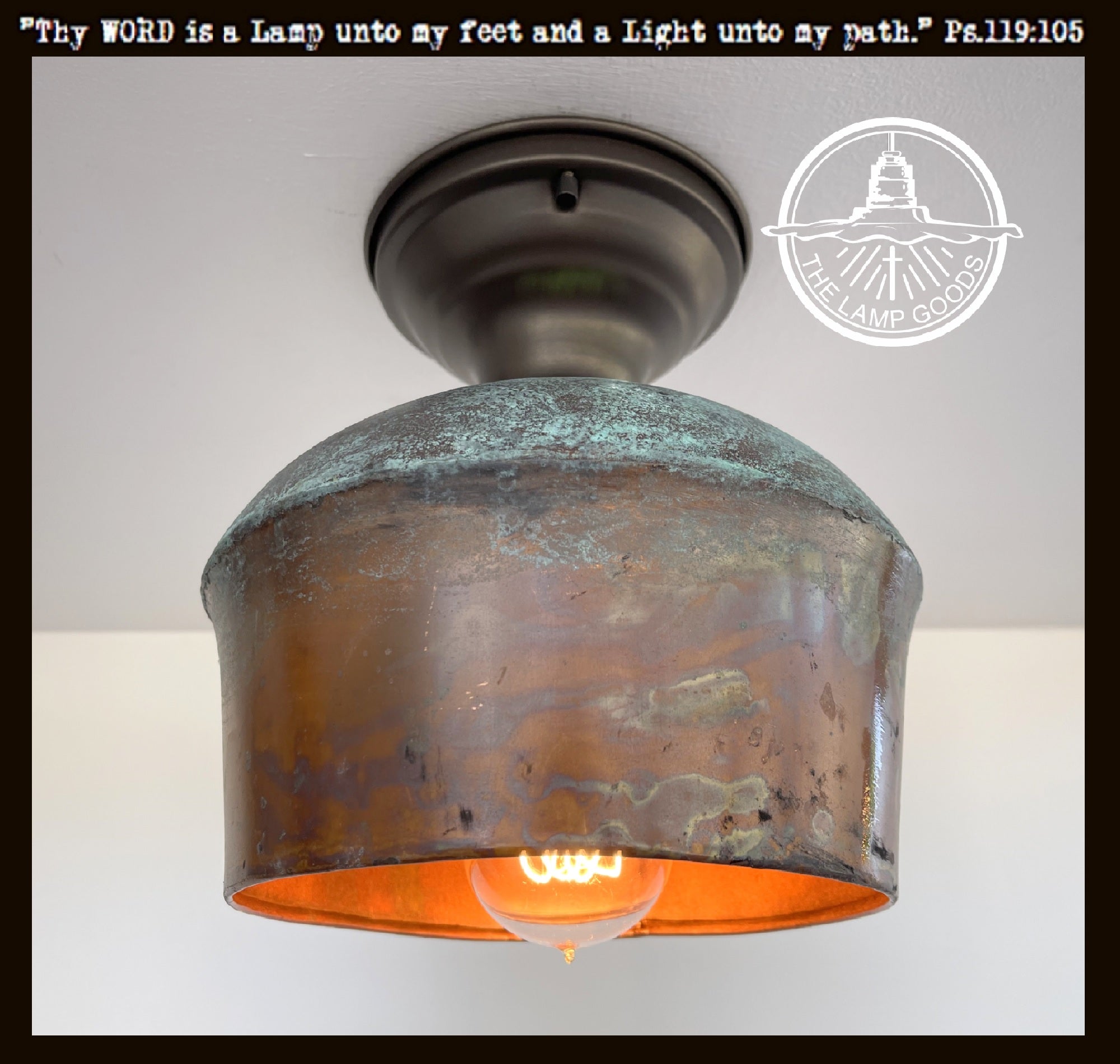 Handcrafted Copper Farmhouse Ceiling Light | 8.5" Flush Mount