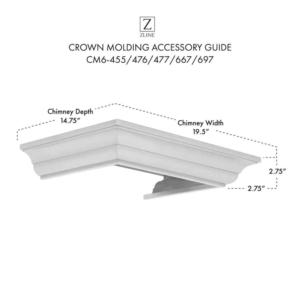 Crown Molding 6 Wall Range Hood Stainless, CM6-455/476/477/667/697