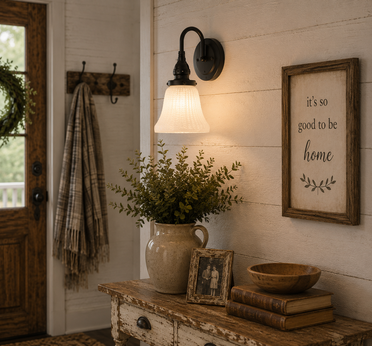 Frosted Antique 1930's HOBNAIL Glass Wall Sconce