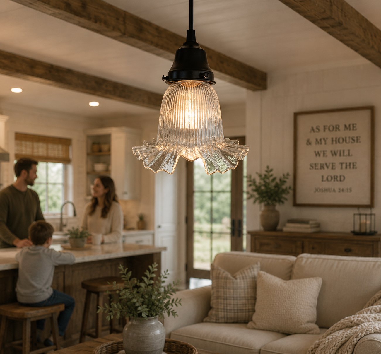 Delicate HOLOPHANE RUFFLE 1930's Antique Glass Pendant Light
