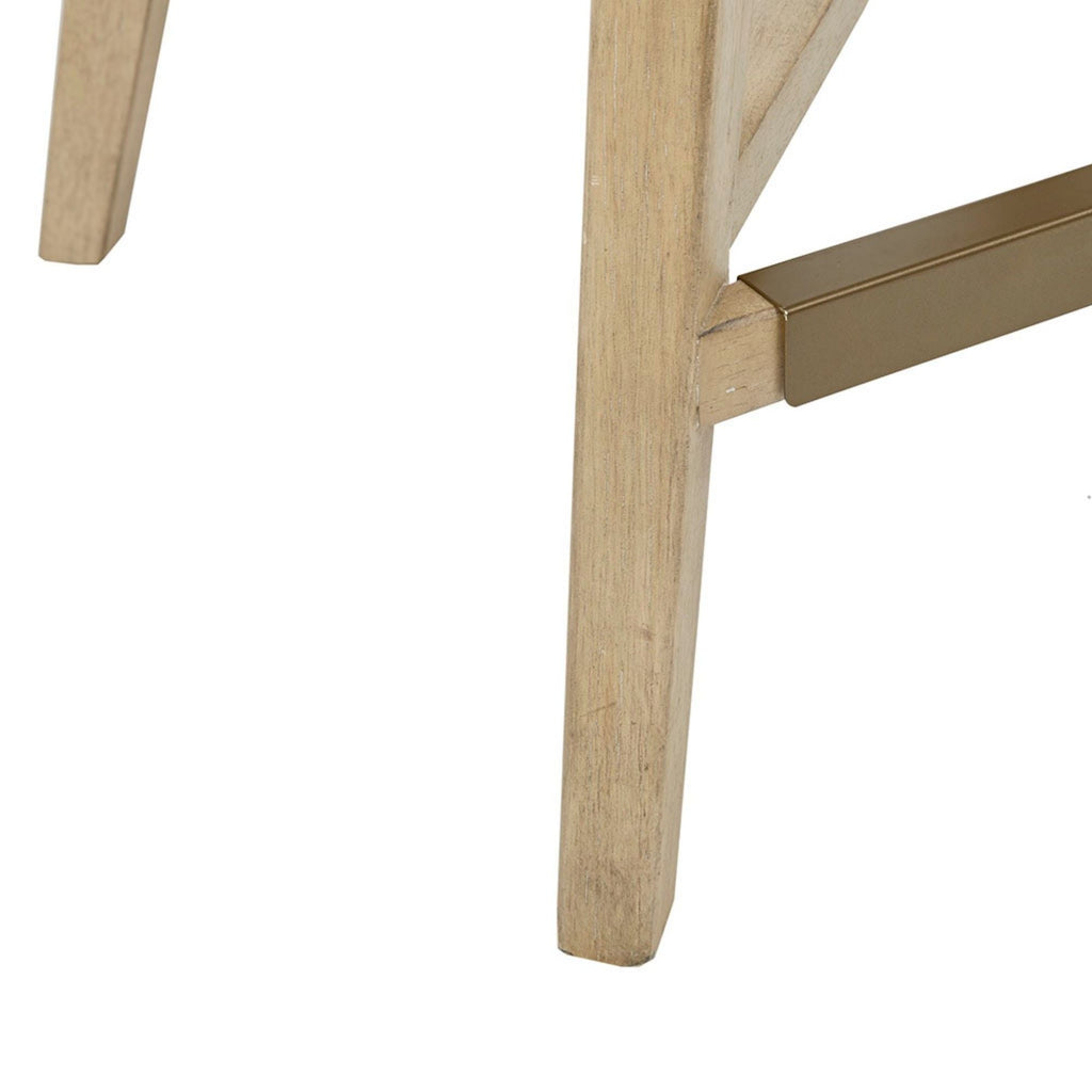 Design Swivel Counter Stool With Low Back Support Polyester And Solid Wood - Cream