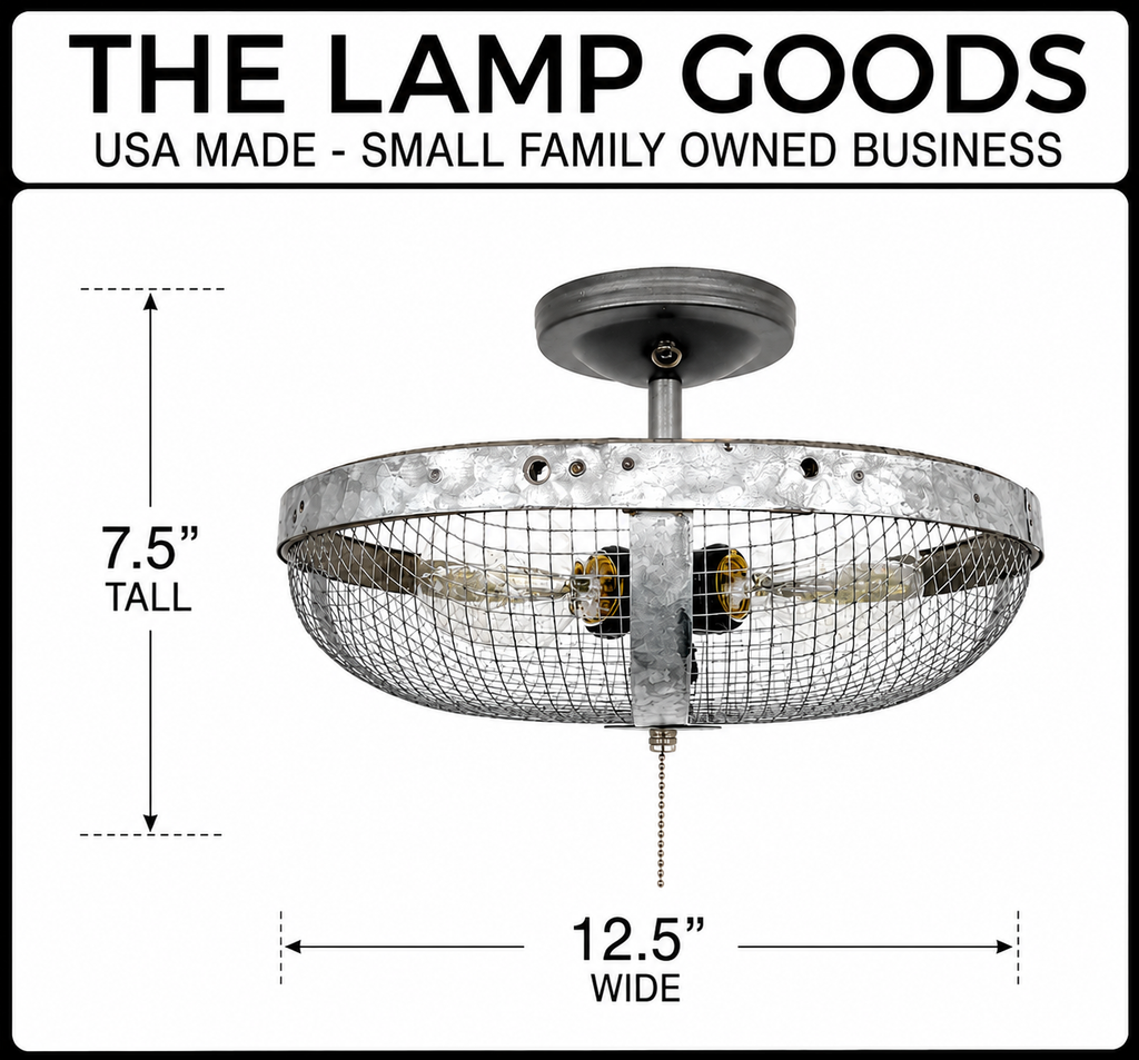 Industrial Farmhouse Screen Flush Mount Ceiling Light