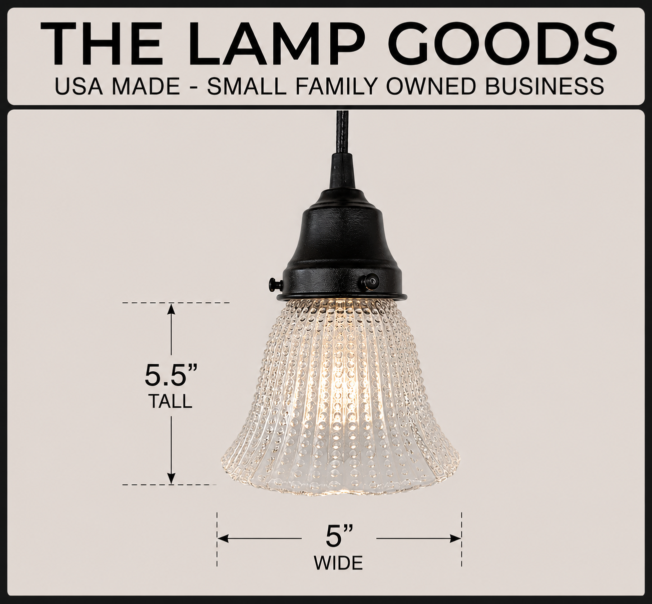 Petite Hobnail 1940's Glass Pendant Light