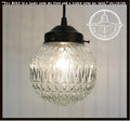 RARE Vintage Diamond-Cut Glass Globe Ceiling Light