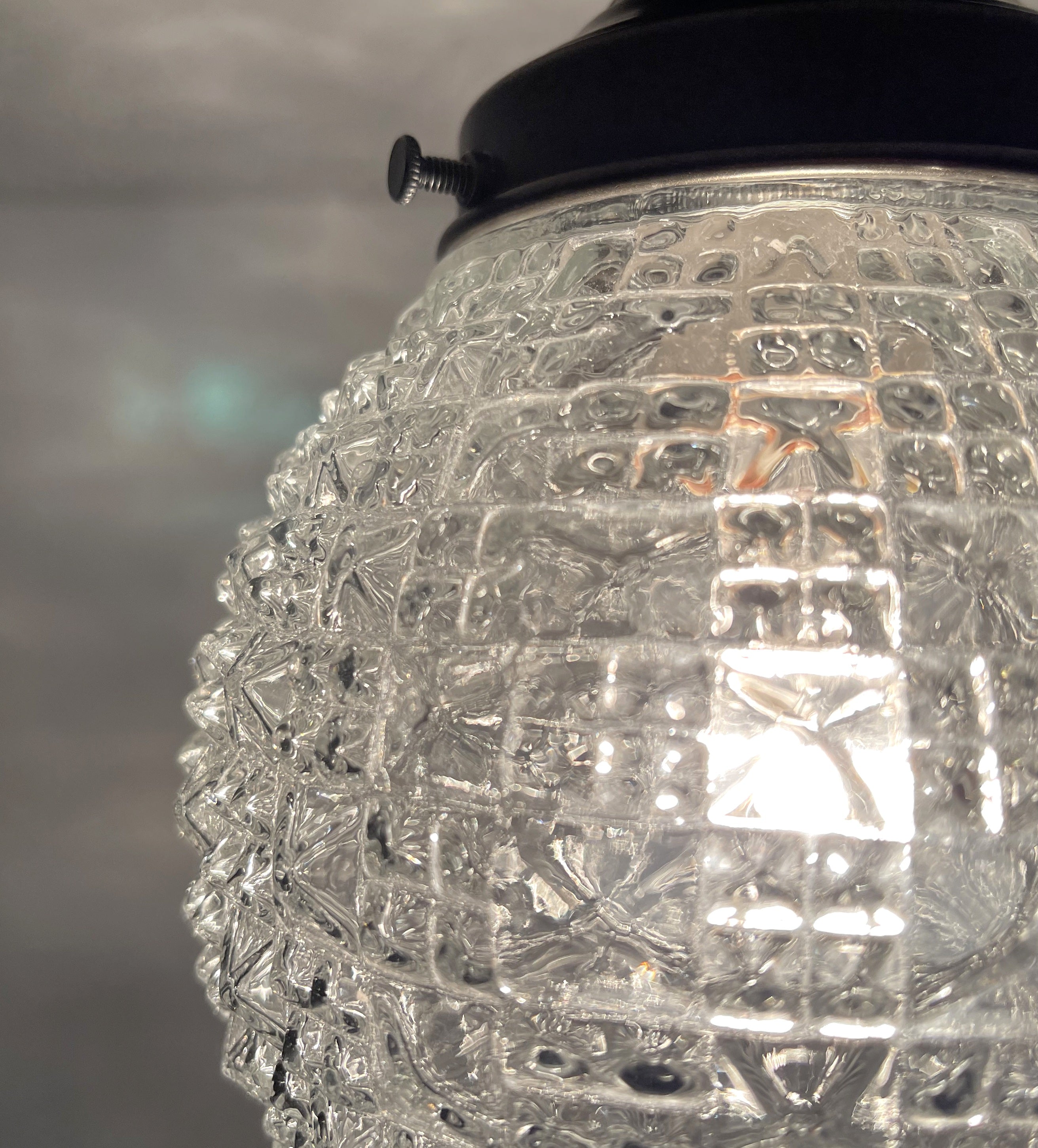 Authentic Antique Diamond Glass Ceiling Light