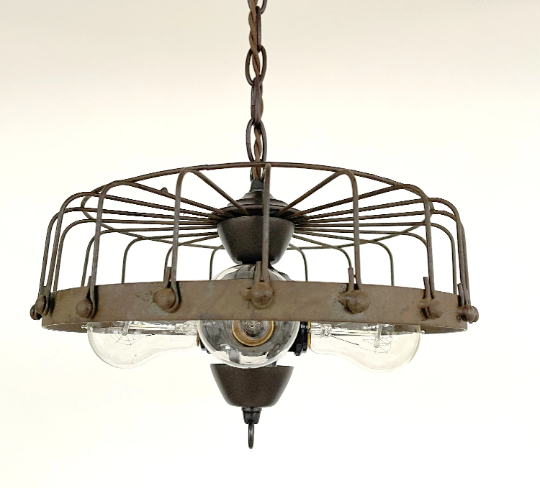 Rustic Industrial Cage Chandelier Light