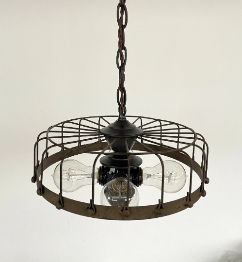 Rustic Industrial Cage Chandelier Light