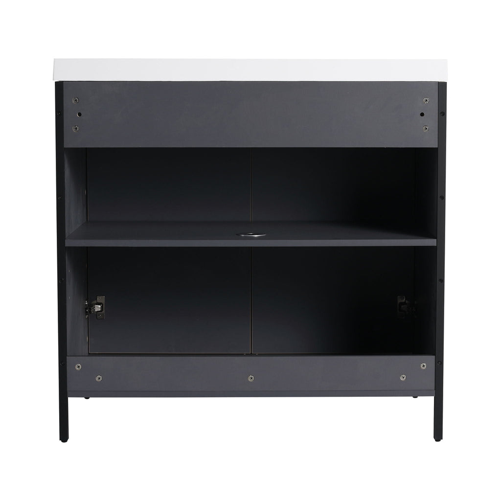 Contemporary Freestanding Bathroom Vanity With Adjustable Shelves
