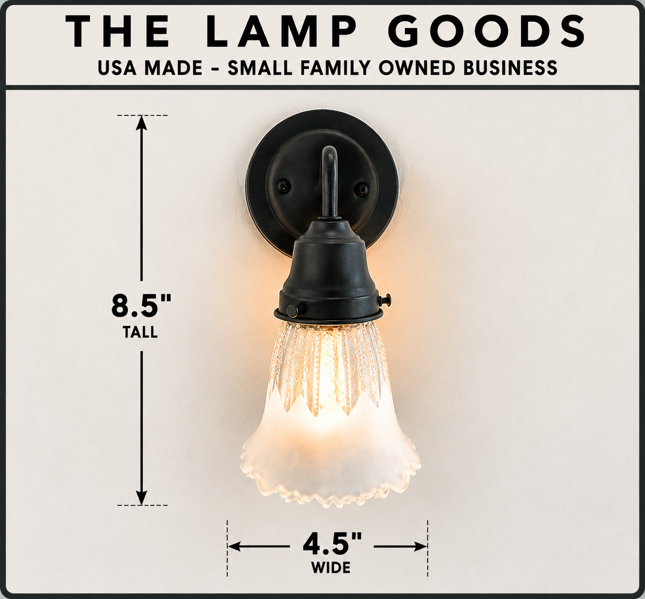 Scalloped Frost and Clear Delicate Hobnail Glass Wall Sconce