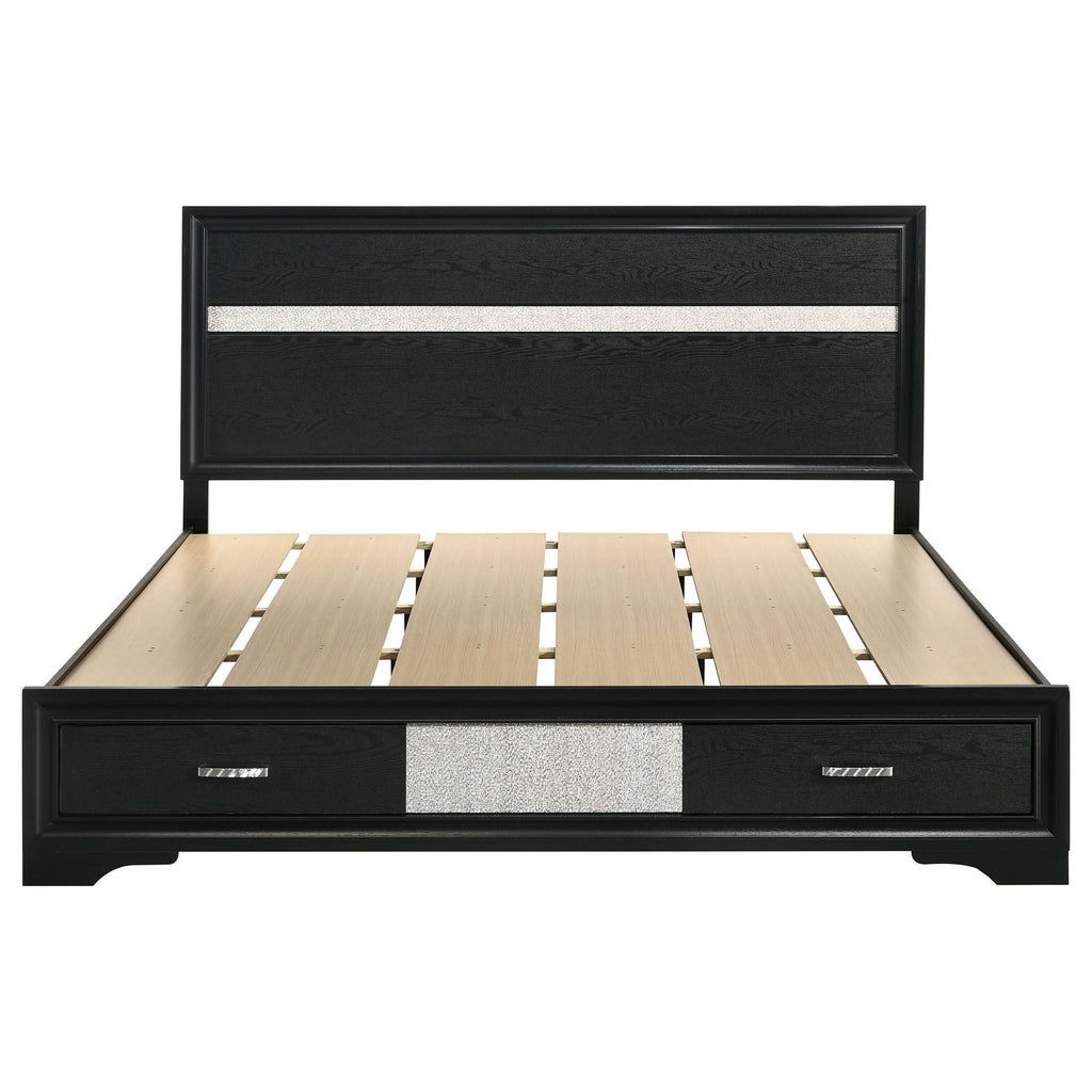 Miranda 51-inch Wood California King Storage Panel Bed Black
