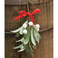 Glittered Mistletoe Pick 8" w/Red Ribbon (Pack of 4)