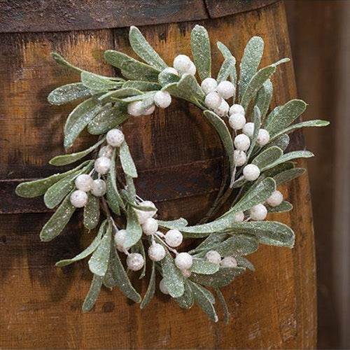 Glittered Mistletoe Candle Ring 10"  (Pack of 4)