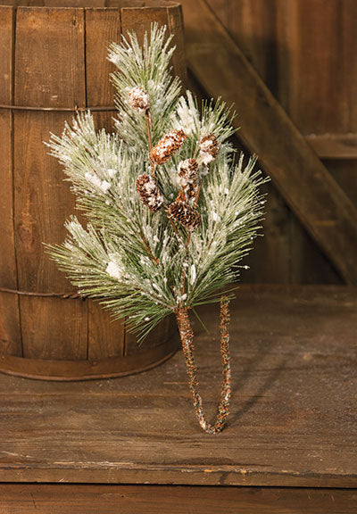 Flocked Pine Spray w/Cones 24" (Pack of 2)