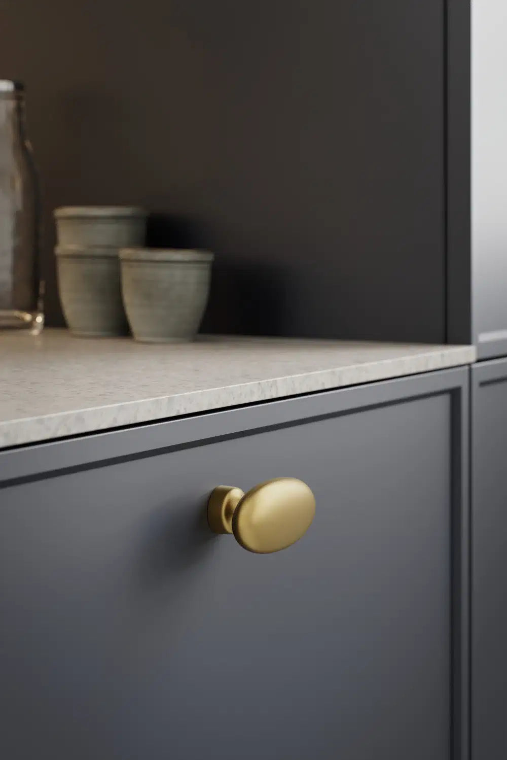 Dark Brushed Gold "Baron" Cup Pull and Knobs