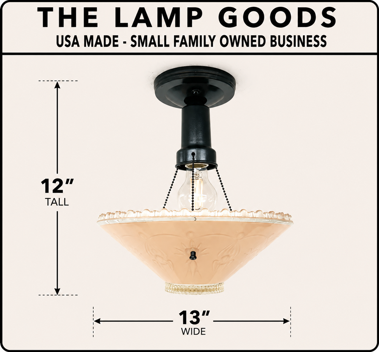 1930’s Peach Frosted Art Deco Suspended Chandelier Ceiling Light