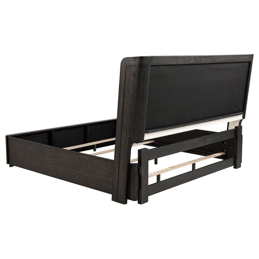 Leandro 55-inch Eastern King Wingback Bed Burnished Black