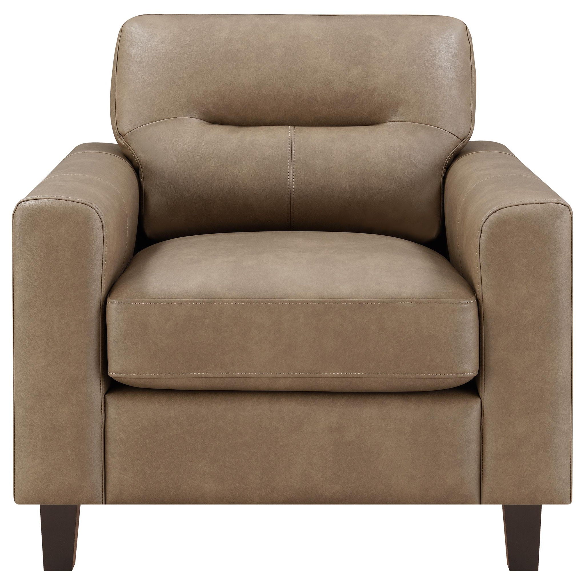 Scotland Faux Leather Upholstered Track Arm Chair Brown