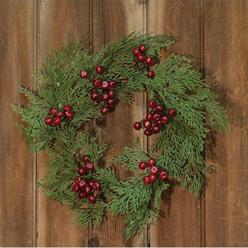 Coral Cedar Wreath w/Berries 16" (Pack of 2)