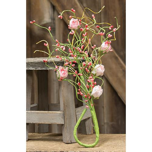 Pink Rosebud Bush 18" (Pack of 2)