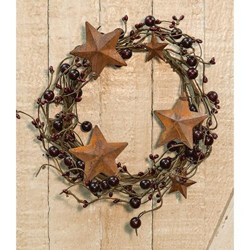 Burgundy Berry Ring w/Stars 6" (Pack of 2)