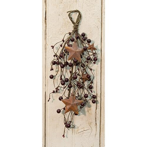 Burgundy Berry Teardrop w/Stars 14"  (Pack of 4)