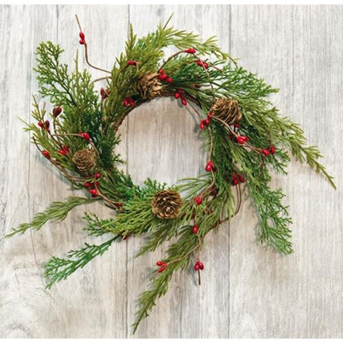Evergreen Pine w/Red Pips Ring 3.5"  (Pack of 4)