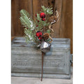 Buffalo Gingham Country Holiday Pick w/Bell 13"  (Pack of 4)