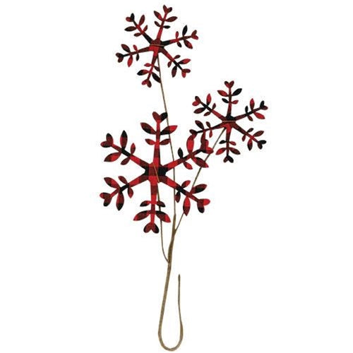 Buffalo Gingham Snowflake Pick 14"  (Pack of 4)