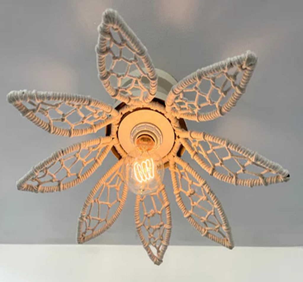 IVORY Natural FLORAL Ceiling Light Fixture