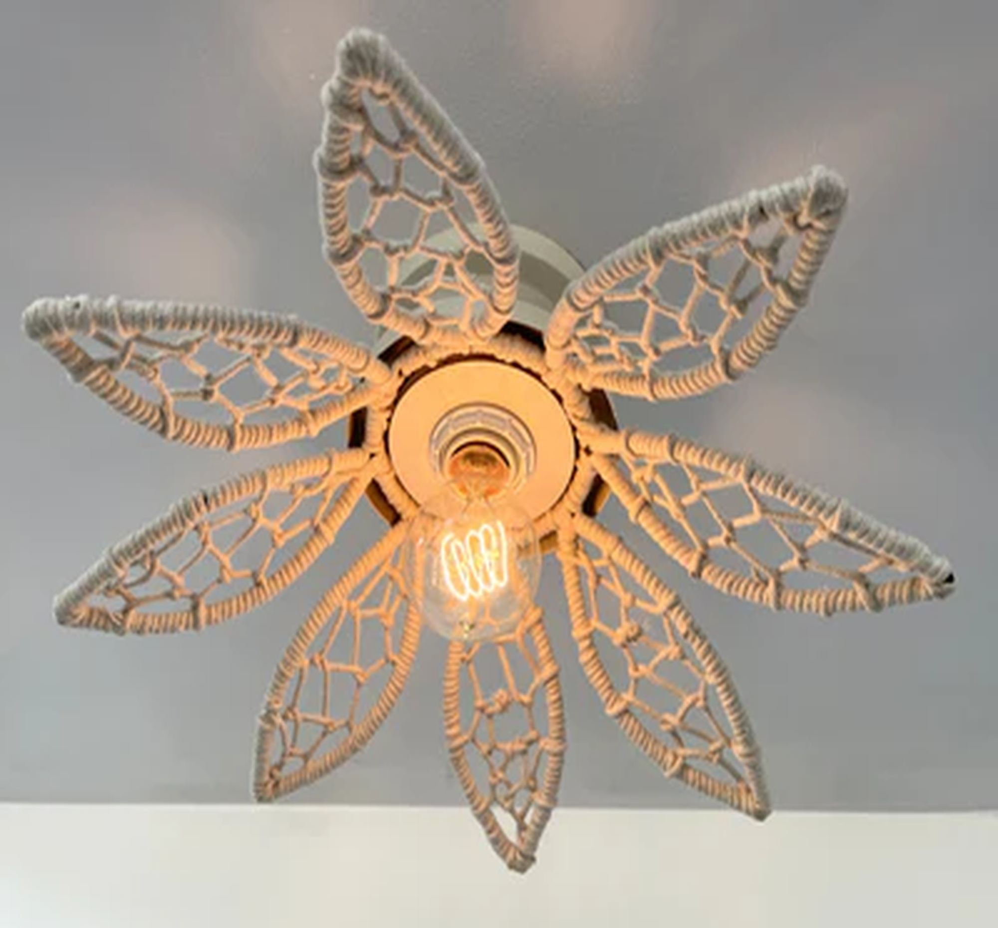 IVORY Natural FLORAL Ceiling Light Fixture