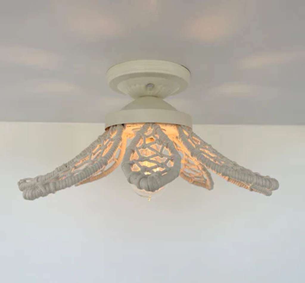 IVORY Natural FLORAL Ceiling Light Fixture