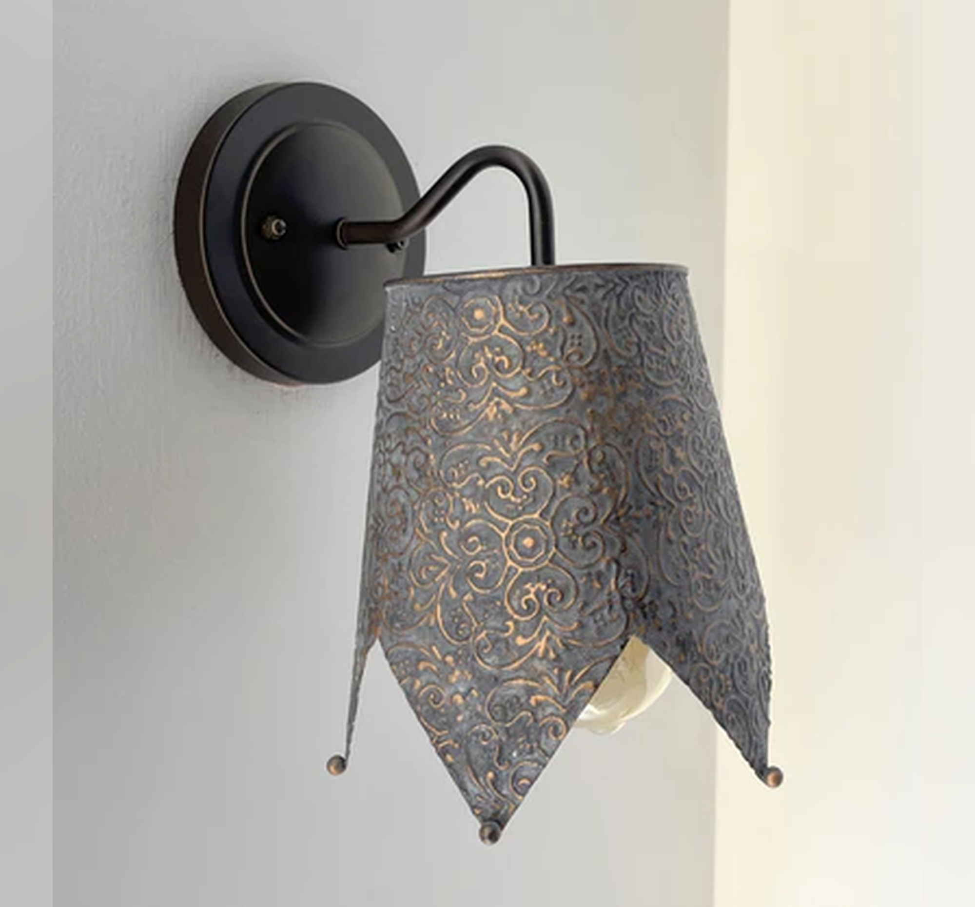 Jubilant Ornate Copper Wall Sconce Light Fixture