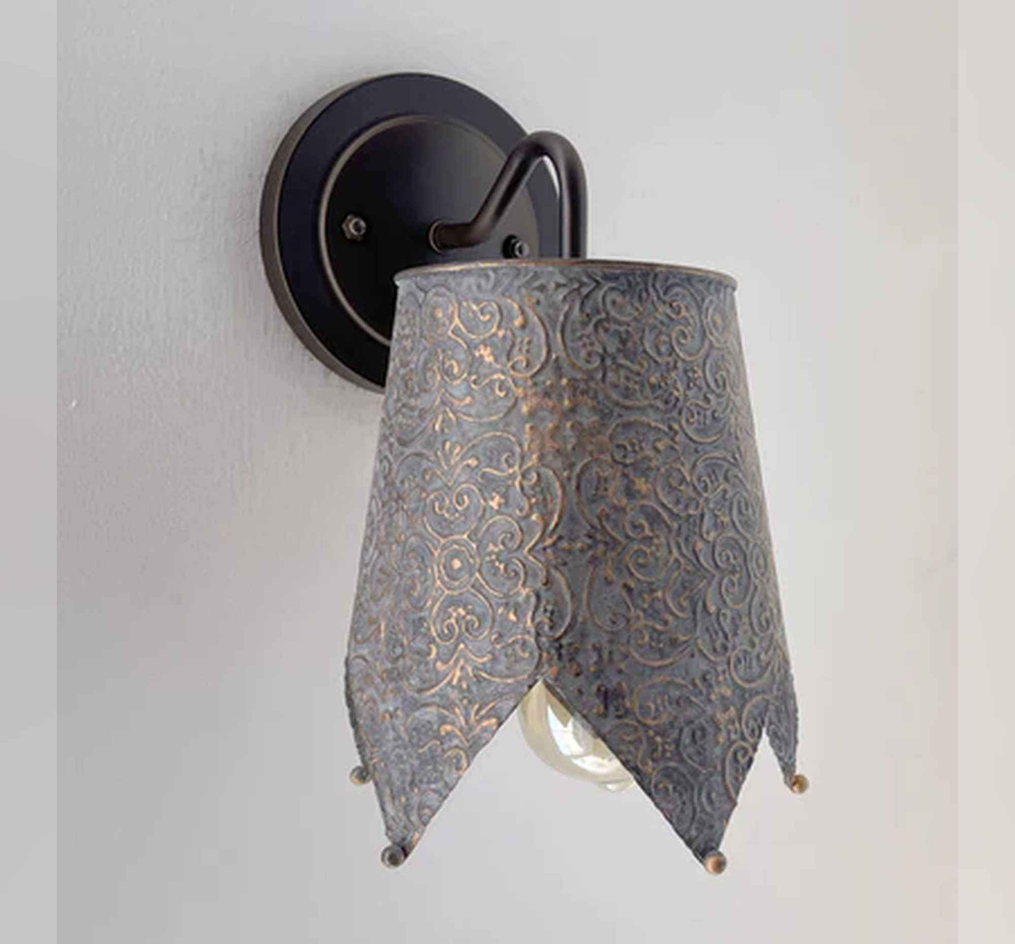 Jubilant Ornate Copper Wall Sconce Light Fixture